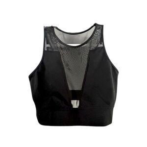 Black Mesh V-neck Sporty Dancer Crop Top XS